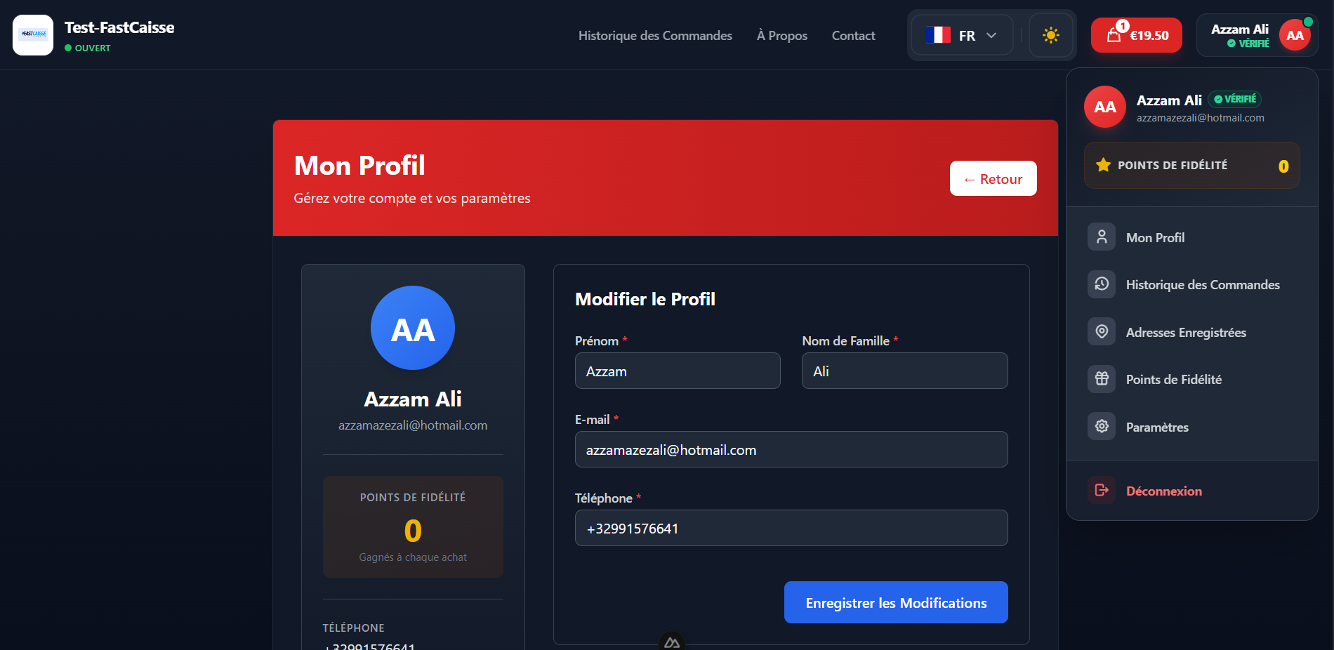 Gestion du compte