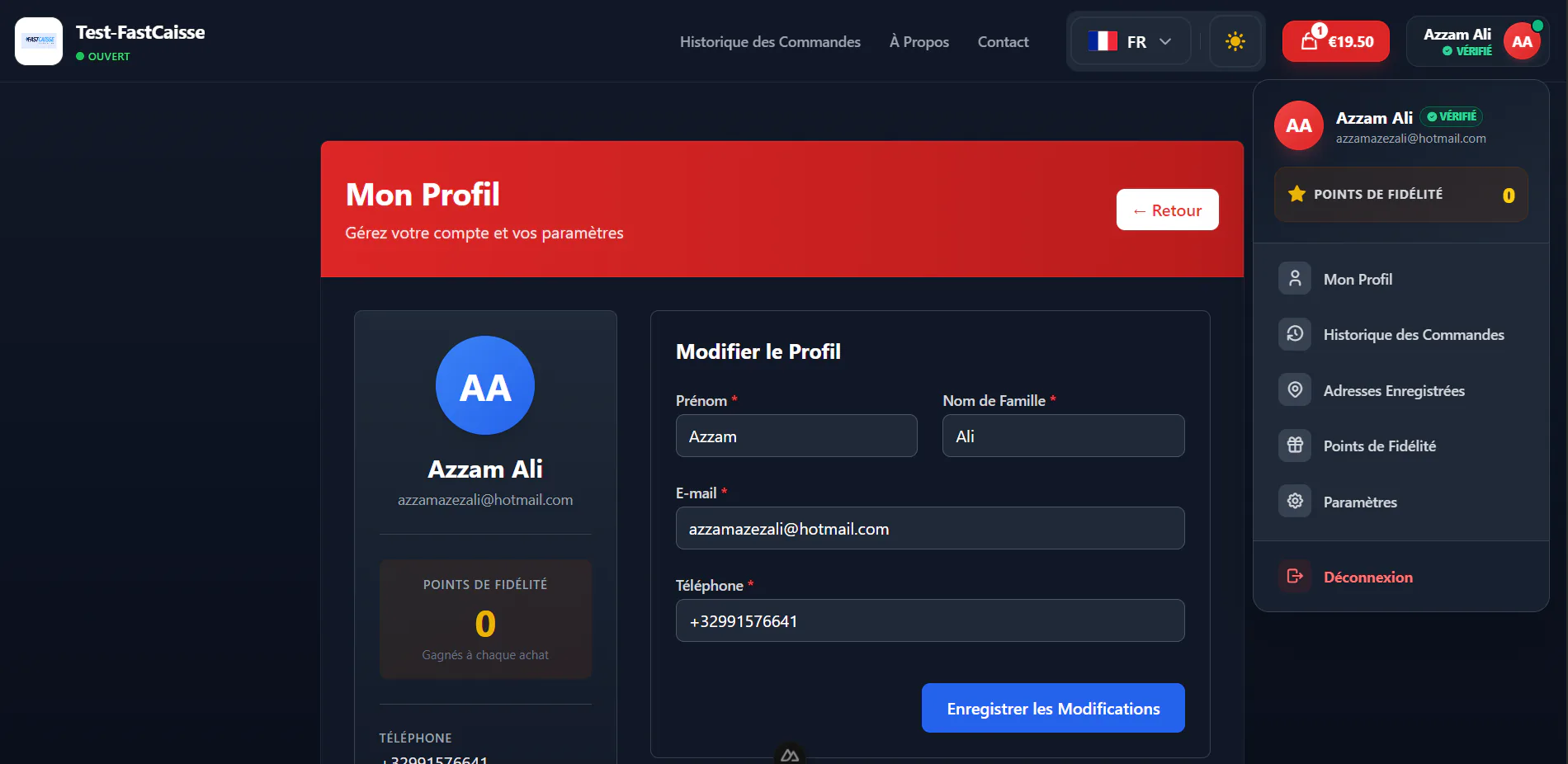 Gestion du compte