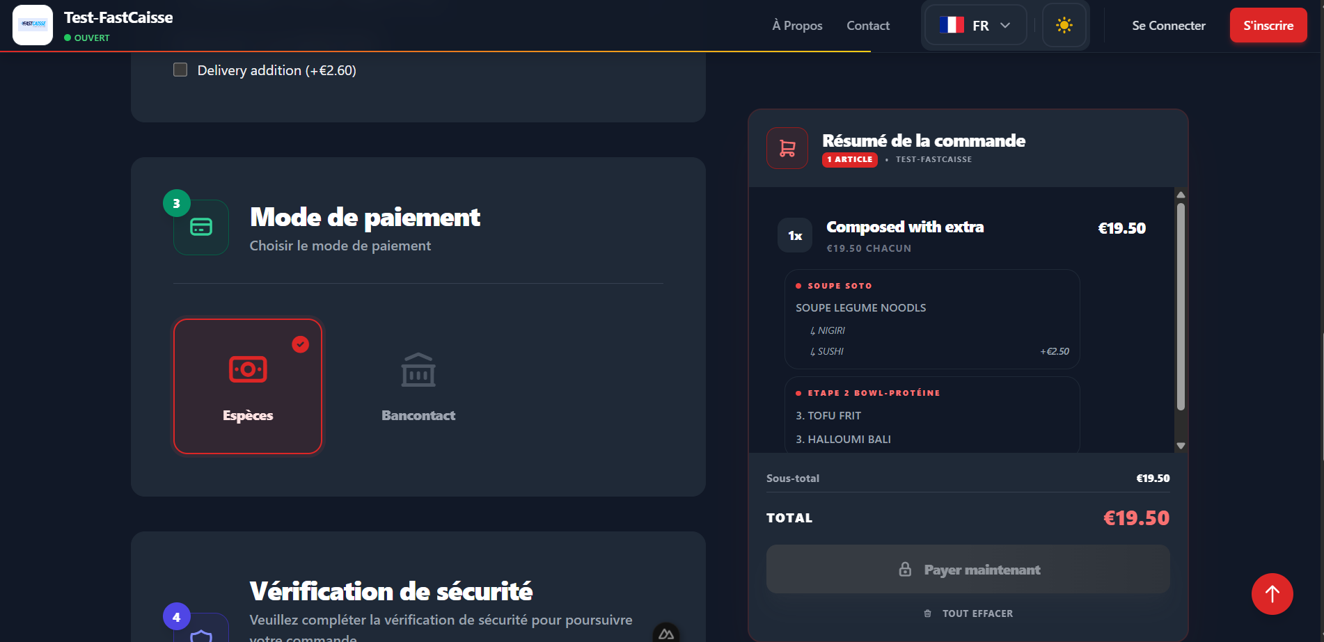 Page de paiement